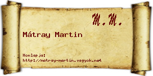 Mátray Martin névjegykártya